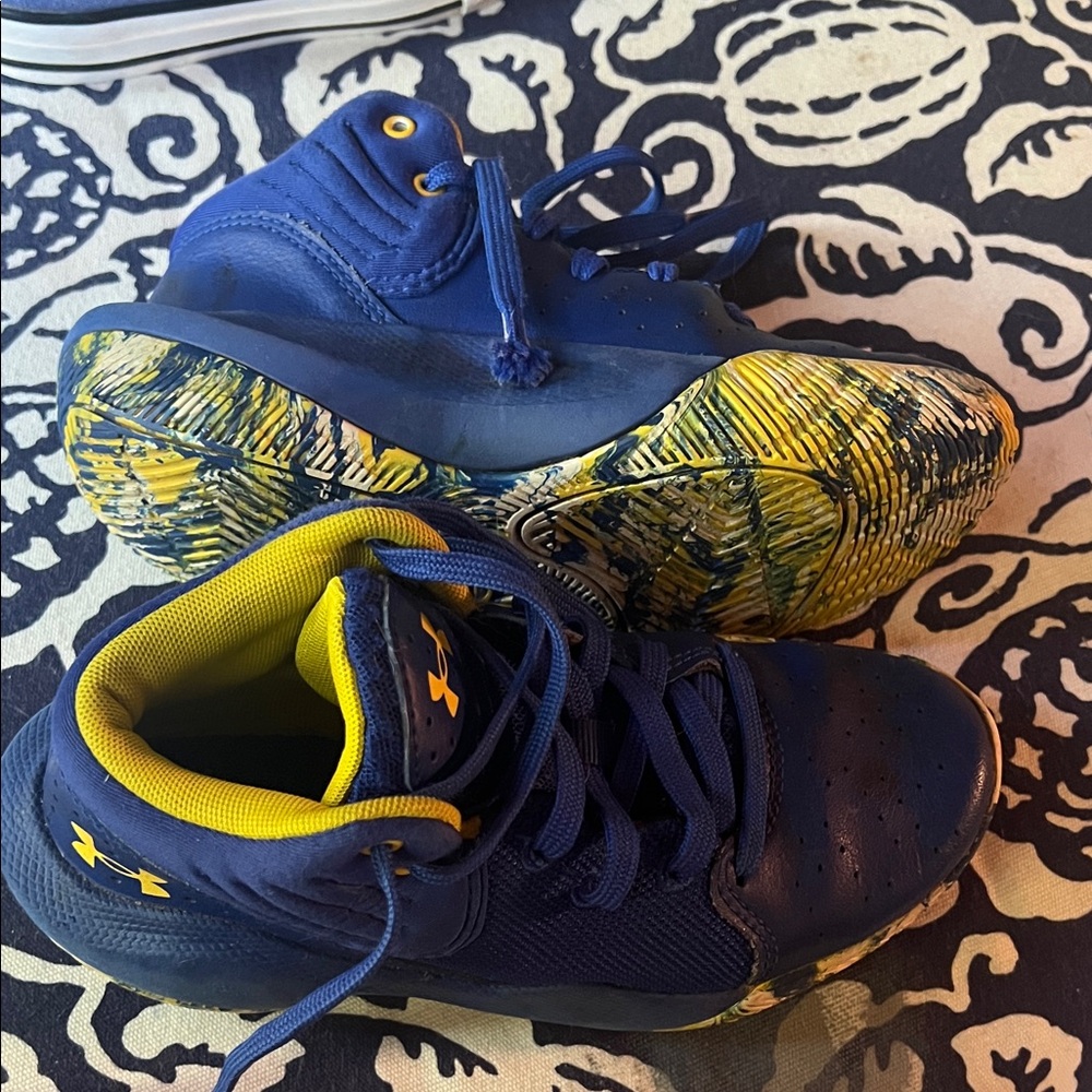 Under Armour Kids' Navy and Yellow Sneakers